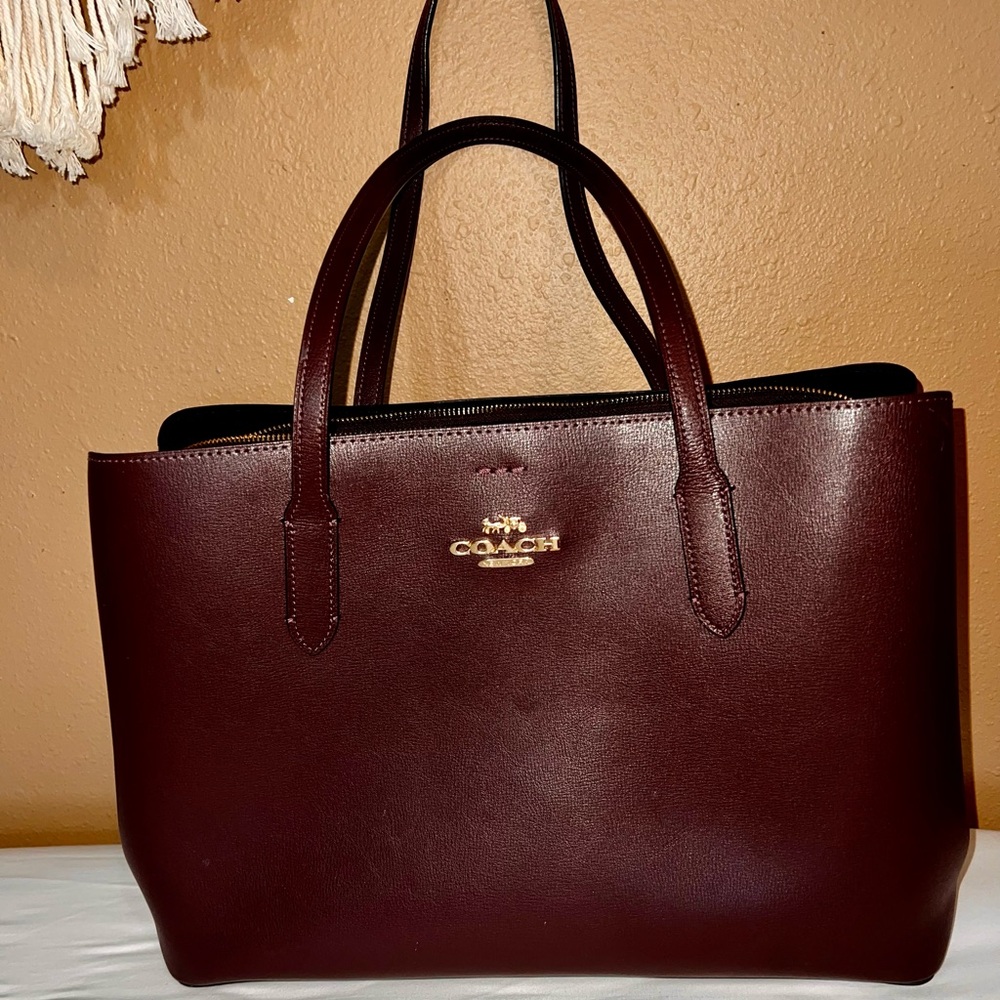 Coach Dark Burgundy Merlot Leather Tote
